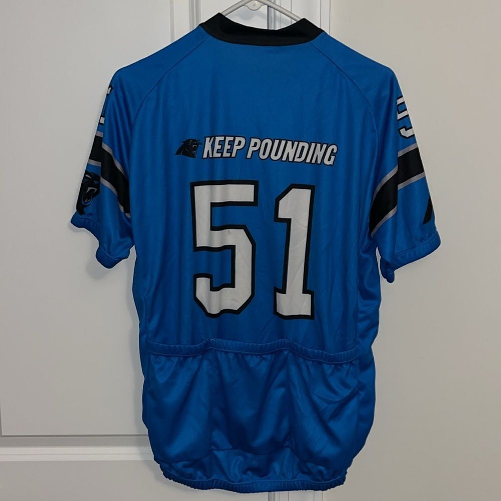 Sam Mills 51 Keep Pounding Carolina Panthers Cycling Bike Touring Jersey XL mens